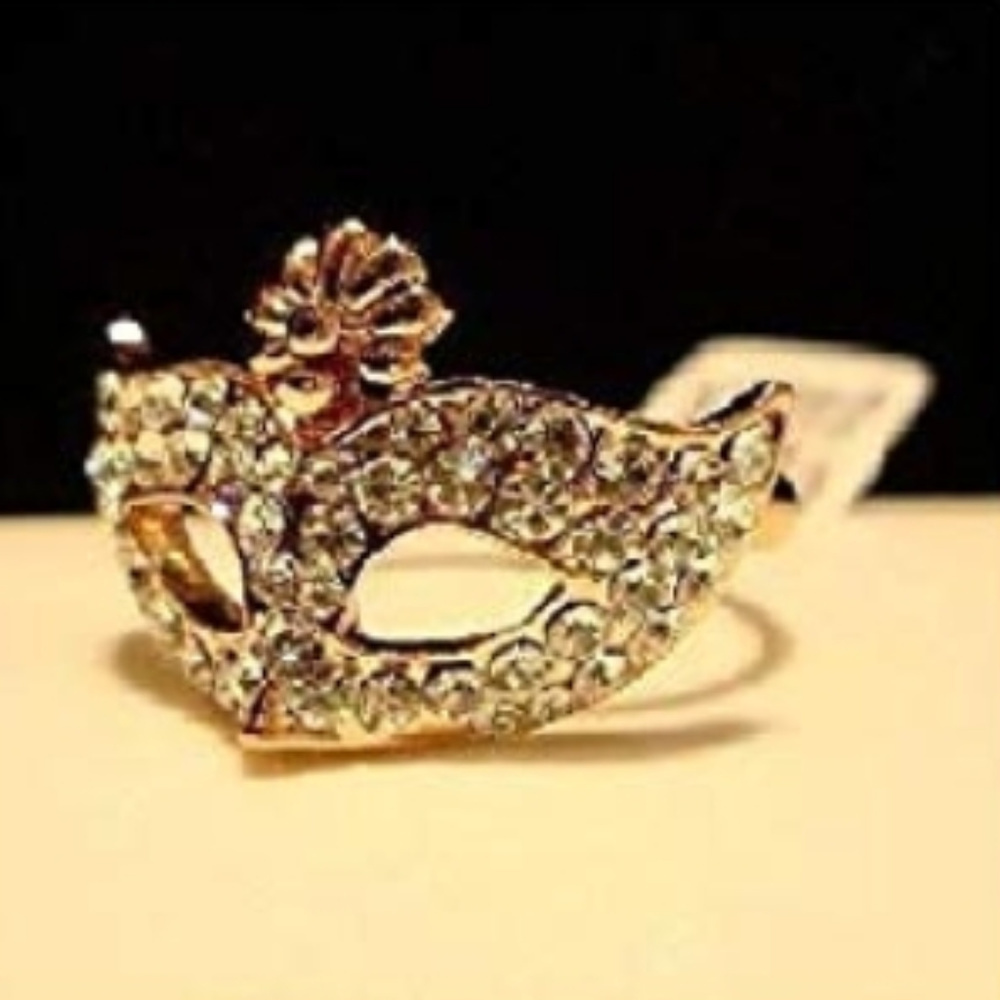 Mardi Gras Crystal Mask Ring - Size 5